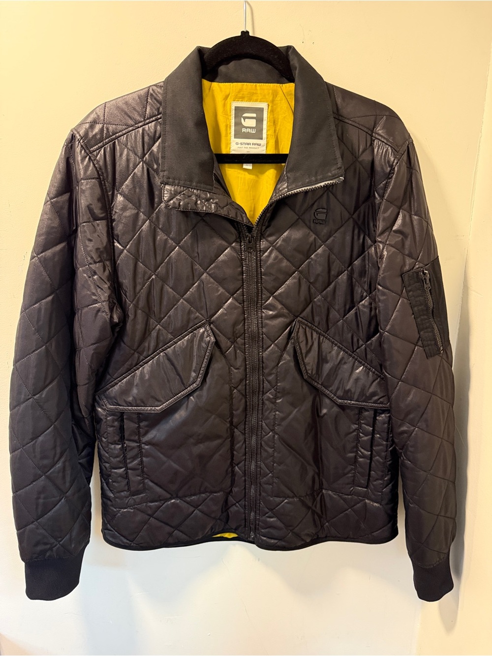 G-Star RAW Jenkin Quilted Overshirt Bomber Jacket Mens Large Black